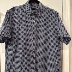 Nove 9 Large (L) Men's Navy Blue Short Sleeved Button Down